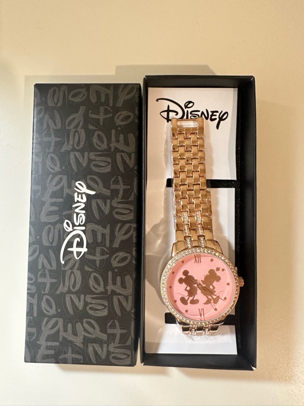 Disney Pink and Gold Mickey & Minnie Bracelet Watch